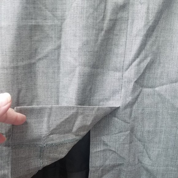 Gray A-line Skirt Wool With Black Lining With Side Slit Pockets - Picture 5 of 5